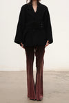 OUDE WAAG Fall/Winter 2025 Teddy/Wool Patchwork Oversized Coat OW-OW-25AW-CT08W1BL900-HEI Black (OW-25AW-CT07)